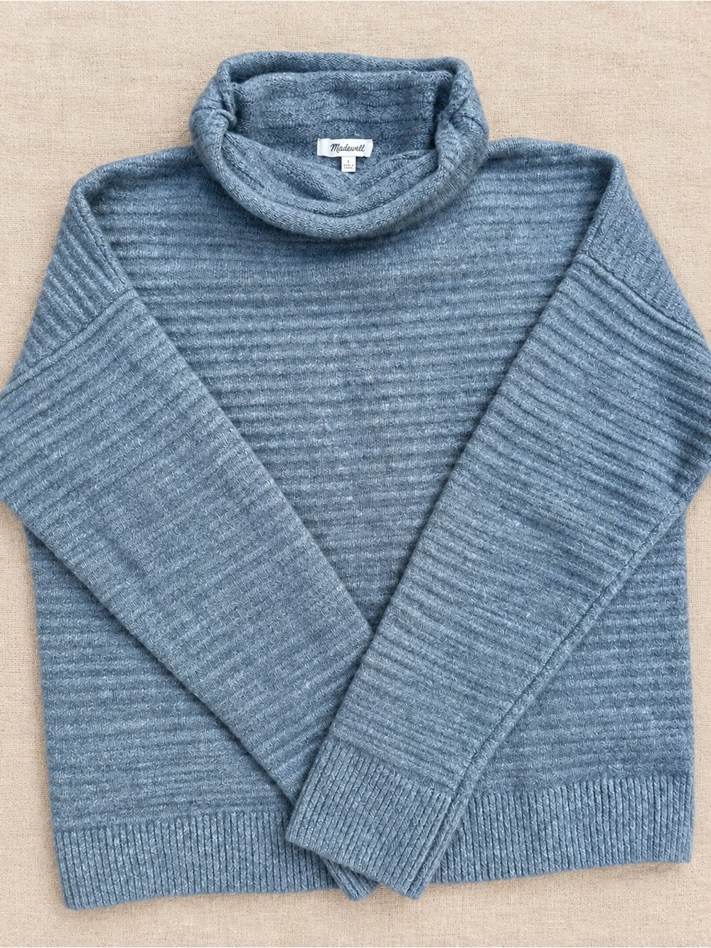 Women’s Madewell Blue Textured Cowl Neck Sweater